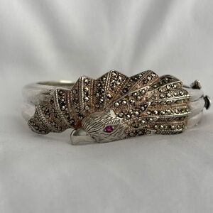 Vintage 925 Silver Marcasite Bird Bracelet Art Deco Style